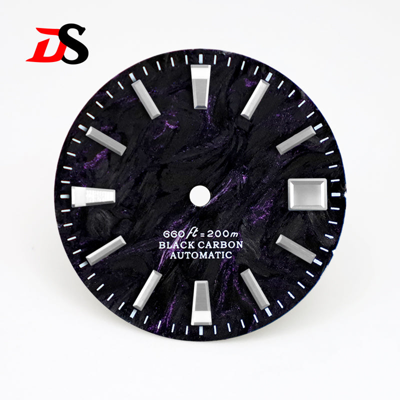 Rich Color Texture Carbon Fiber Dial BGW9 Lume for NH35 Movement 28.5mm Dial No date/3o'clock date
