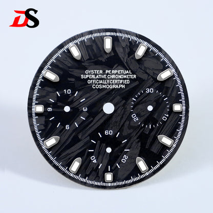 Carbon Fiber Dial Blue Lume for VK63 Movement Black Lume 29.5mm Dial