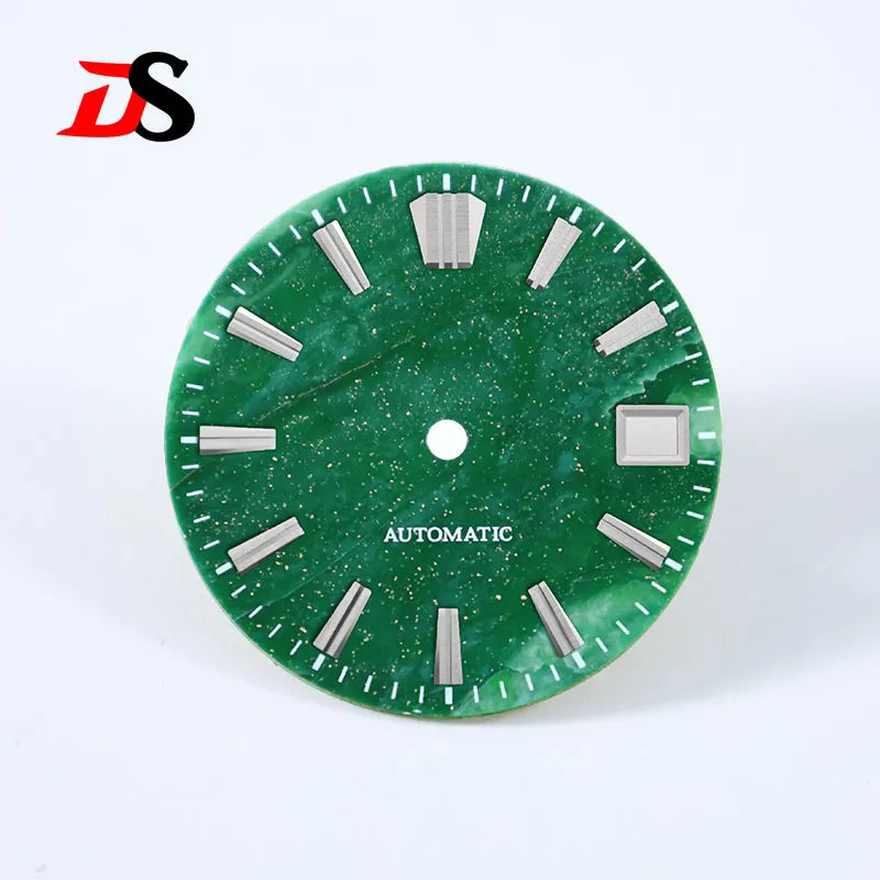 African Jade 28.5mm Dial No Lume NH38 Movement NO Date Blue Lume Stone Dial