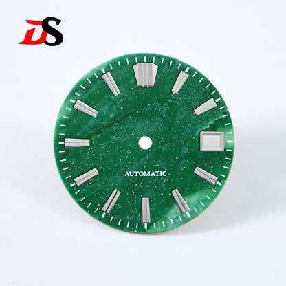 African Jade 28.5mm Dial No Lume NH38 Movement NO Date Blue Lume Stone Dial