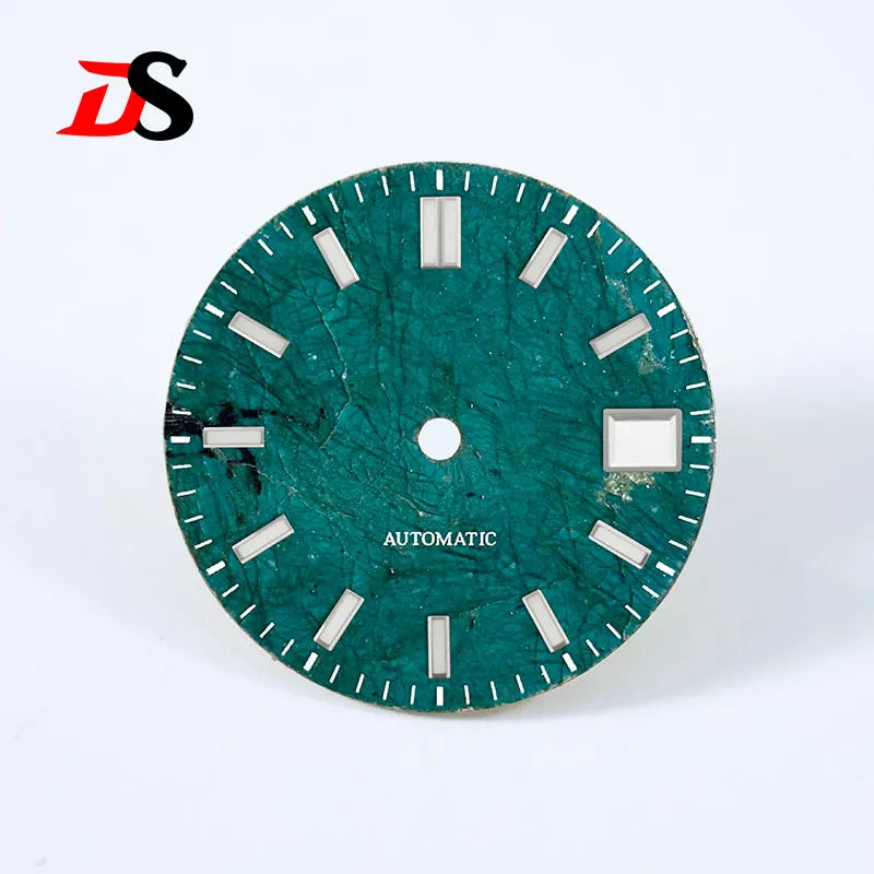 No Date 28.5mm Green Labradorite High Quality No Lume NH38 Movement Stone Dial Blue Lume
