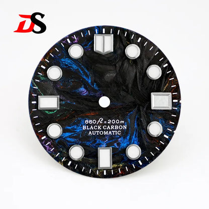 Rich Color Lava Texture Carbon Fiber Dial BGW9 C3 Lume for NH35 Movement 28.5mm Dial 3o'clock date