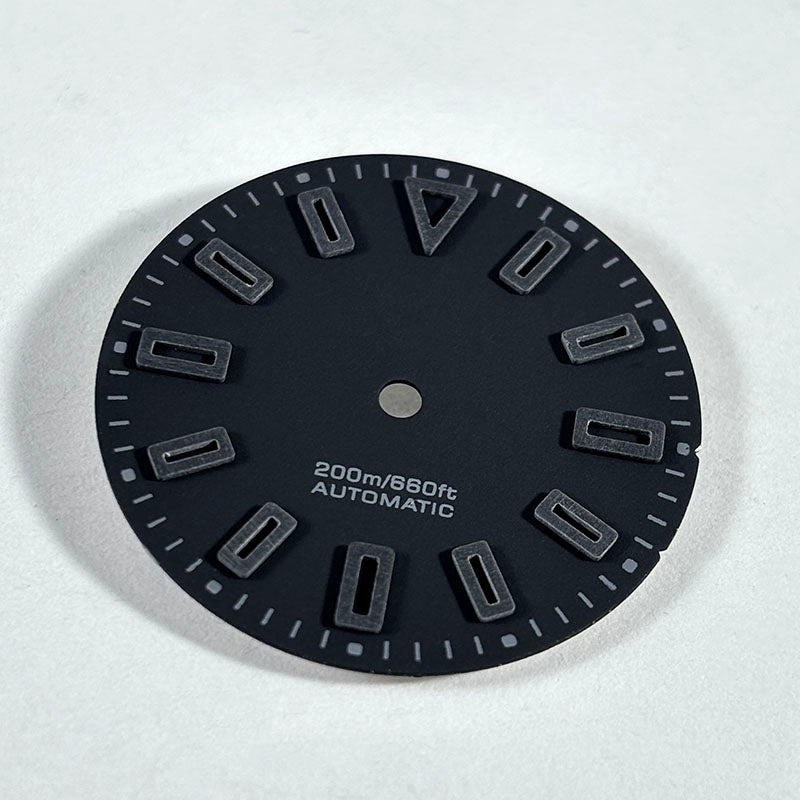 28.5mm Matte Black Dial Hollow Index BGW9 C3 Lume SKX007 for NH36 Movement