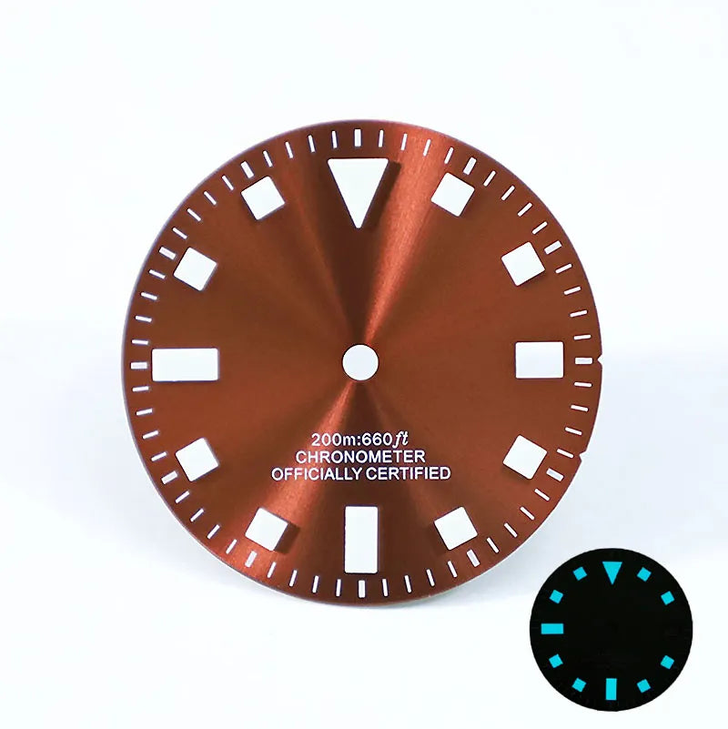 28.5mm Vintage Dial Date NH35 50 Layers Blue Lume Retro Beige
