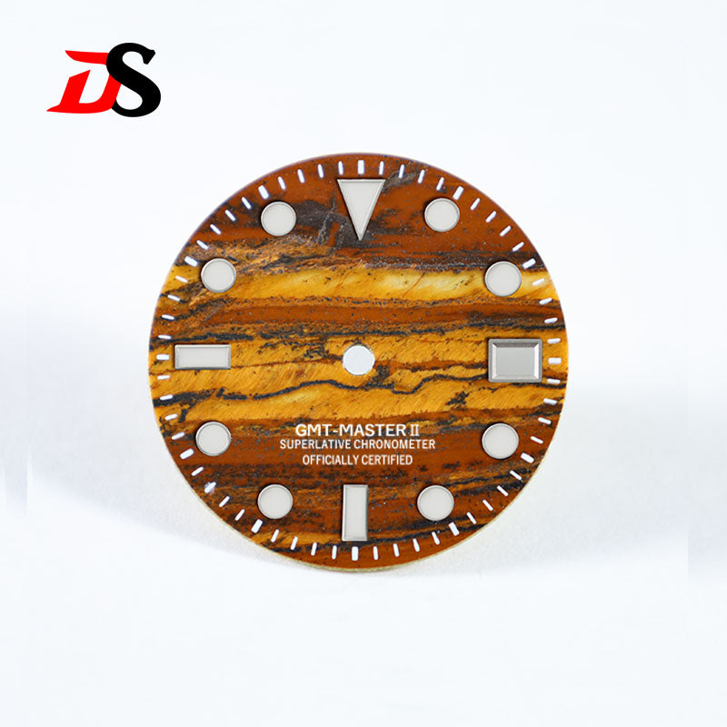 Natural Stone GMT-MASTER NH34 Iron Tiger's Eye S Mod GMT Dial Diving High Quality Blue Lume