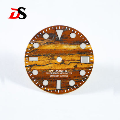 Natural Stone GMT-MASTER NH34 Iron Tiger's Eye S Mod GMT Dial Diving High Quality Blue Lume