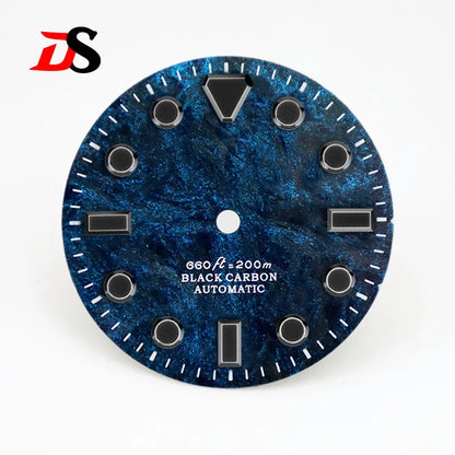 28.5MM Dial Rich Color Lava Carbon Fiber Dial Black Lume High Quality for NH35 Movement No date/3o'clock date