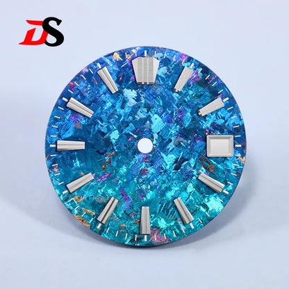 Gradient Sea Blue Watch Dial Crystal Titanium Texture NO Lume NH35 Movement 28.5mm