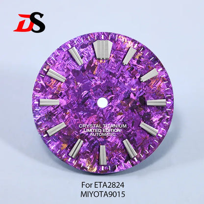28.5mm Dial Ice Crystal Titanium Dial GS MOD No Lume NH35 NH38 ETA2824/MIYOTA 9015 Movement No Date Dial
