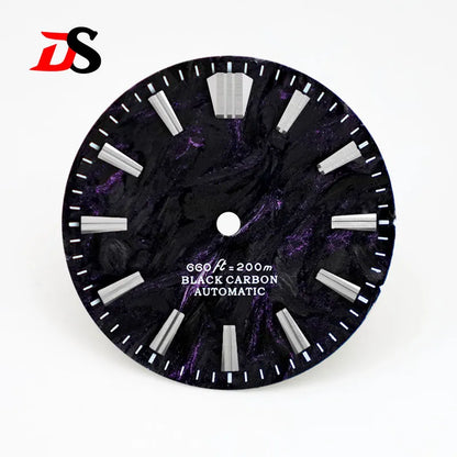 28.5MM Lava Carbon Fiber Dial No Lume Rich Color for NH35NH36 Movement No Date/3o'clock Date