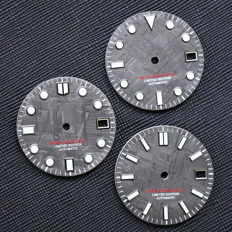 Black Meteorite Natural Blue-green Luminous Dial NH35NH36 28.5mm