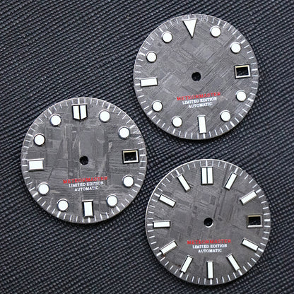 Black Meteorite Natural Blue-green Luminous Dial NH35NH36 28.5mm