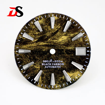 28.5mm Dial Rich Color Lava Texture Carbon Fiber Dial BGW9 C3 Lume for NH35 Movement 3o'clock date