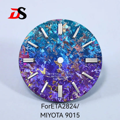 28.5mm Dial Ice Crystal Titanium Dial No Lume NH35 ETA2824/MIYOTA 9015 Movement No Date Dial