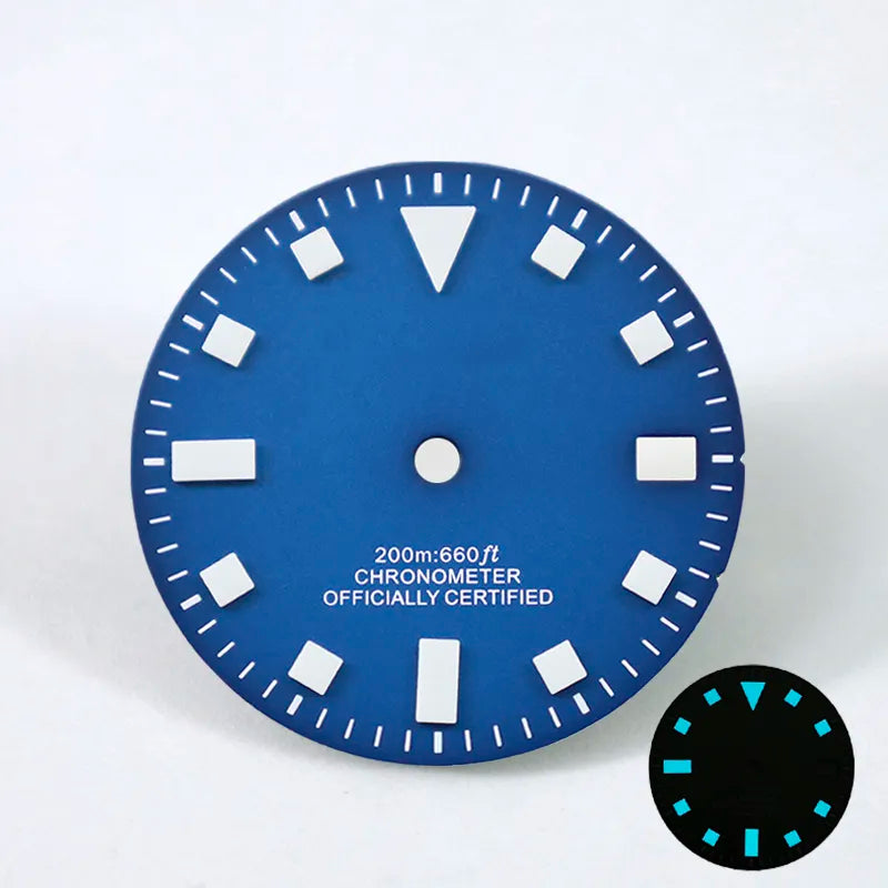 Pelagos 28.5mm Vintage Dial No Date NH35 50 Layers Blue Lume Retro Beige Green Lume for SKX007 Mod