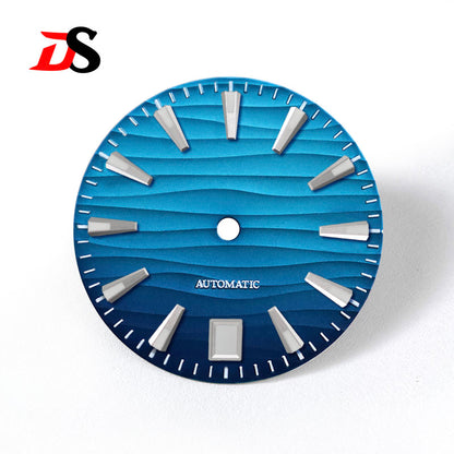 6 O'clock Date 28.5mm Wave Dial Green/Blue Lume NH35NH34