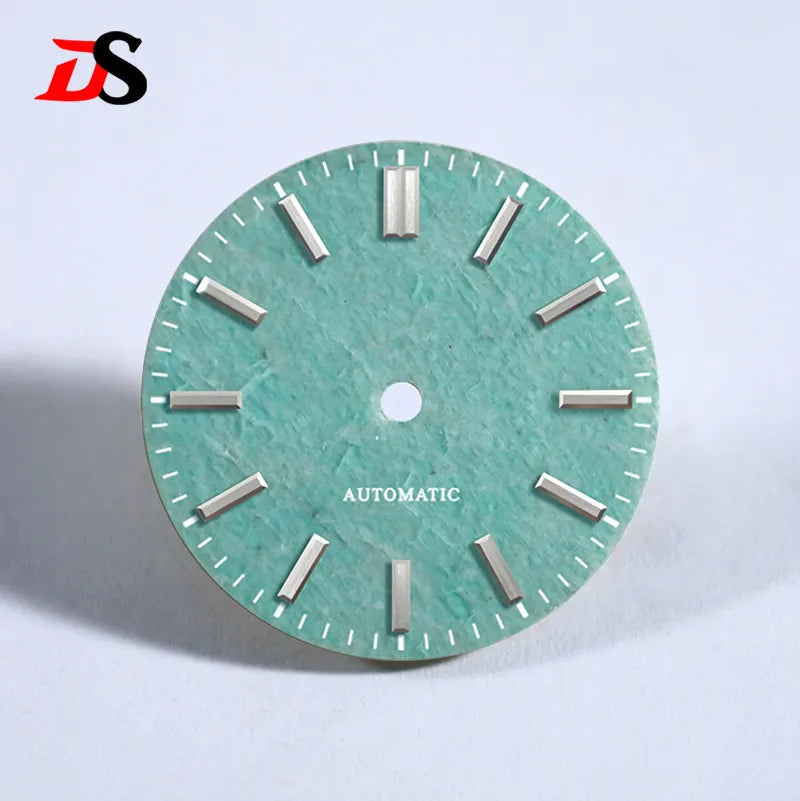 NH35 Dial Tianhe Jade 28.5mm White Tick Mark NH38 Movement Stone No Date Blue Lume/no Lume
