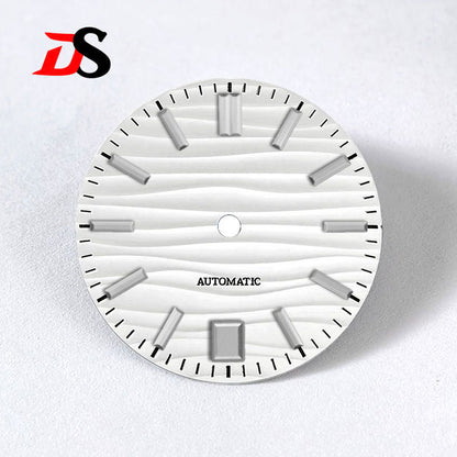 28.5mm Dial Wave Texture No Lume 6 O'clock Date Blue Lume NH35NH36