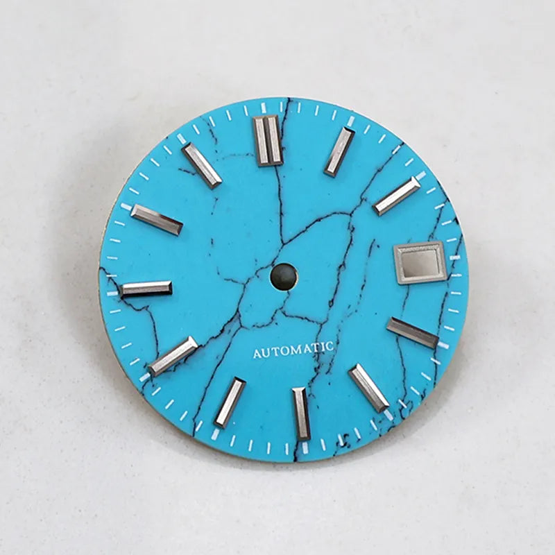 Stone Dial Mod 28.5mm turquoise dial Mod accessories Nh35 date custom logo abalone ...