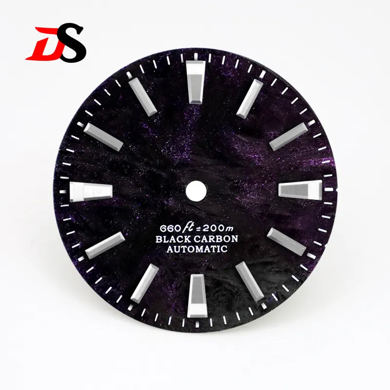 Rich Color Texture Carbon Fiber Dial BGW9 Lume for NH35 Movement 28.5mm Dial No date/3o'clock date