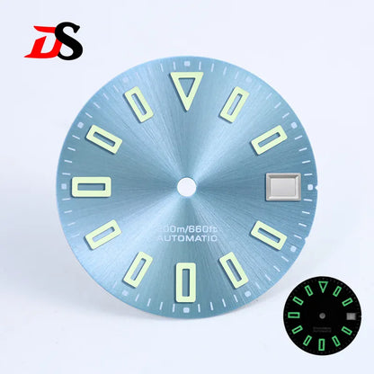 28.5mm Matte Dial Hollow Index Green Lume SKX007 for NH35 Movement