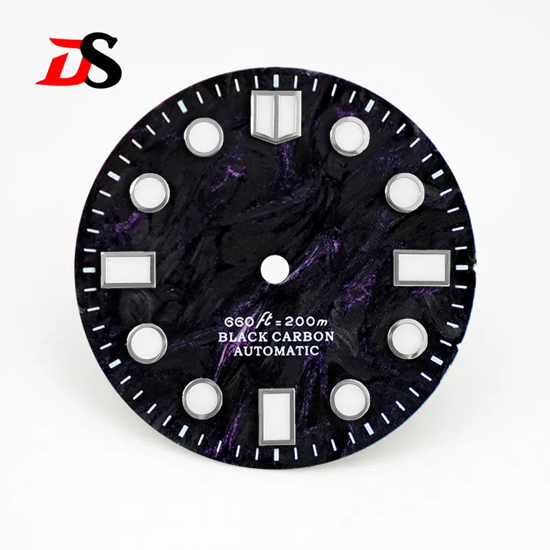 MM Index Lava Texture Carbon Fiber Dial Rich Color BWG9 C3 Lume for NH35 Movement No Date 28.5mm