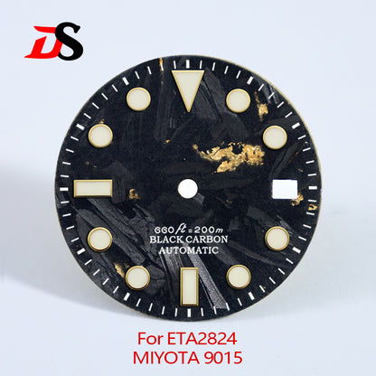 Carbon Fiber Dial YM Index BGW9 Lume for MIYOTA 9015 /ETA2824 Movement 28.5MM