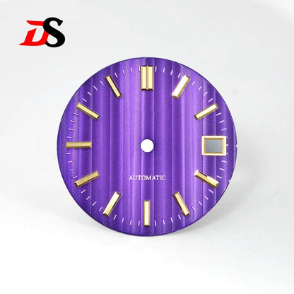 28.5MM Dial Vertical Pattern Elegant Colors No Lume Bamboo Grain Nh35 NH34 Movement