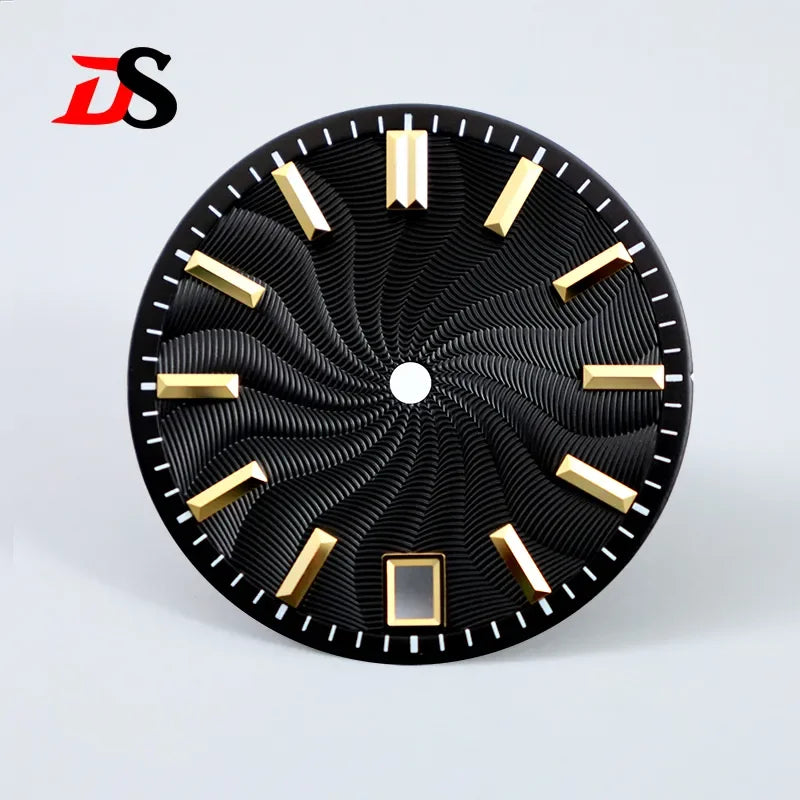 Black Guilloche Dial 28.5mm Gold Index No Lume NH35 Sterile NH34 NH38