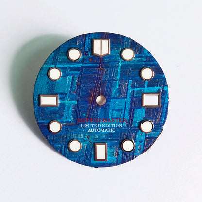 Blue Color Natural Meteorite Dial Blue-green Lume NH35NH36 28.5mm