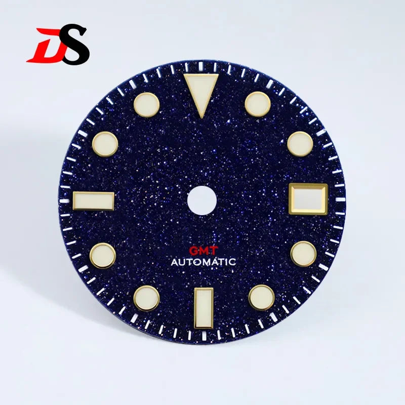 Blue Gold Sands Dial 28.5mm BGW9 C3 Lume Blue Gold Stone Sands for NH34GMT Movement Watch Parts
