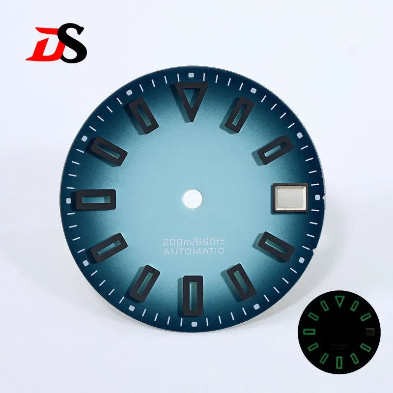 28.5mm Matte Dial Hollow Index Dark Green Lume SKX007 for NH36 Movement 3 O'clock date/No Date Window