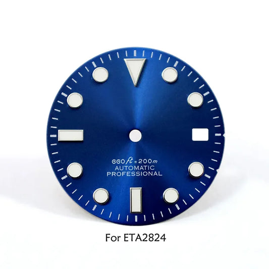 28.5mm Matte SUB Dial BGW9 C3 Lume for ETA2824 Movement