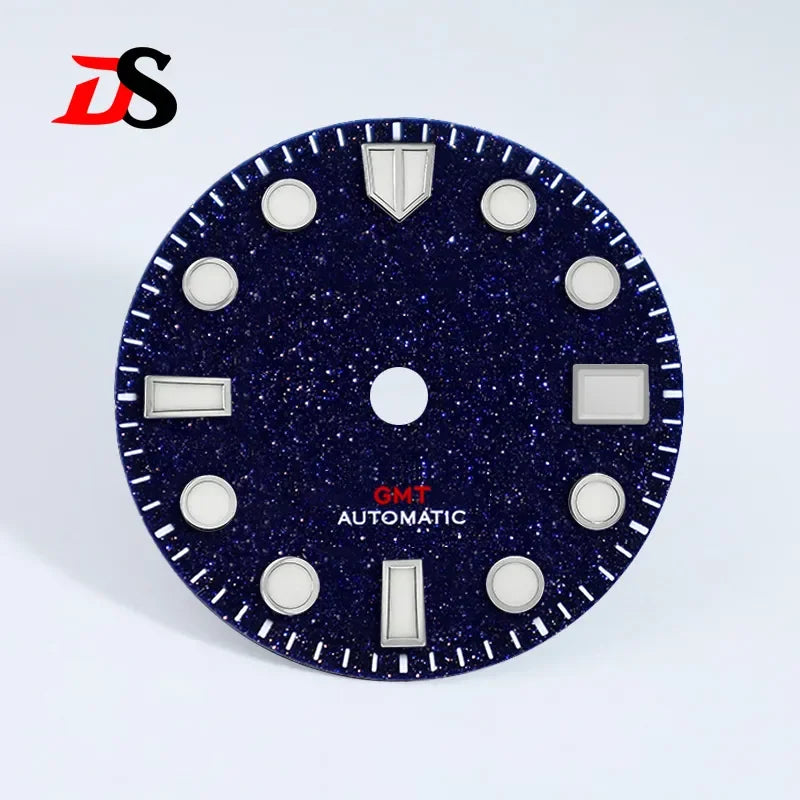 Blue Gold Sands Dial 28.5mm BGW9 C3 Lume Blue Gold Stone Sands for NH34GMT Movement Watch Parts