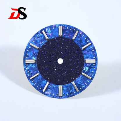 Natural Lapis Lazuli 28.5mm Dial Ice Crystal Stone Dial Creative Stitching NH38 Movement No Date Tiger's Eye Stone Blue Sands