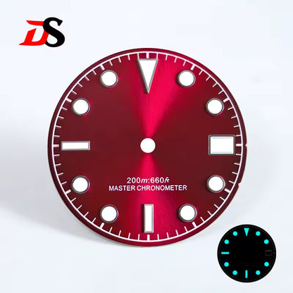 NH35 Sunburst Dial Tu-dor Red Blue Lume Date NH38 NH34 Movement Matte Dial