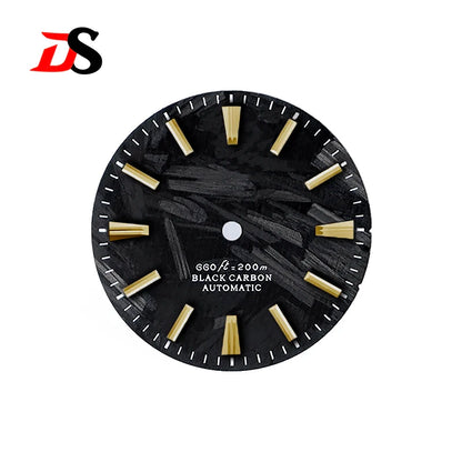 Black 28.5mm Carbon Fiber Dial No Date Series NH35 ETA2824 SW200 MIYOTA 9015 9039 Movement