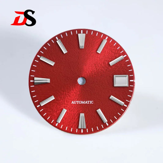 28.5mm Red Sunburst GS No Lume Invisible Textured Dial NH35 Movement
