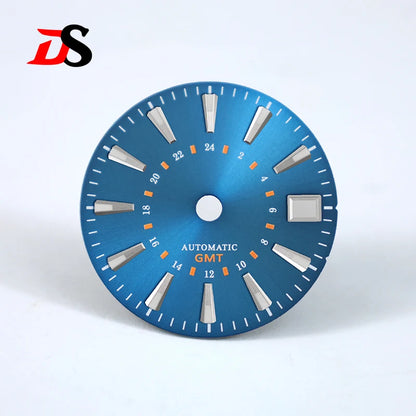 Sunburst GS 24 Hour GMT Sun Pattern Mod Dial 28.5MM Suitable for NH34 Movement OMG Index
