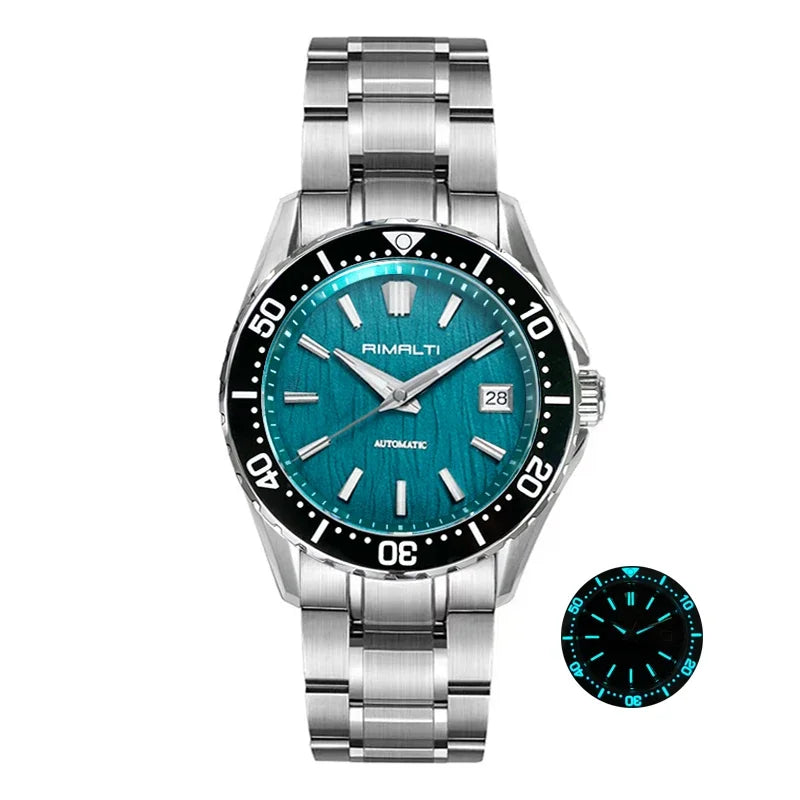 RIMALTI 40mm Birch Wood Grain High-quality Watch Luxury Classic Business Sapphire Crystal NH35 Automatic Mechanical Movement