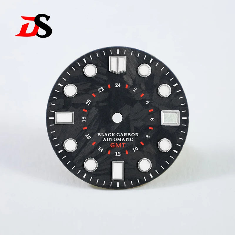 Carbon Fiber  Marinemaster MM Index Dial GMT Blue/Green Lume Custom Logo NH34 NH35 28.5mm