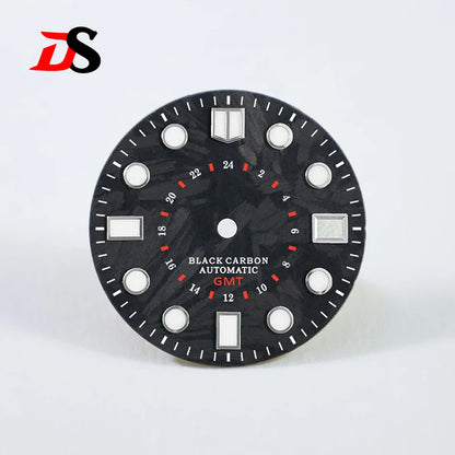 Carbon Fiber  Marinemaster MM Index Dial GMT Blue/Green Lume Custom Logo NH34 NH35 28.5mm