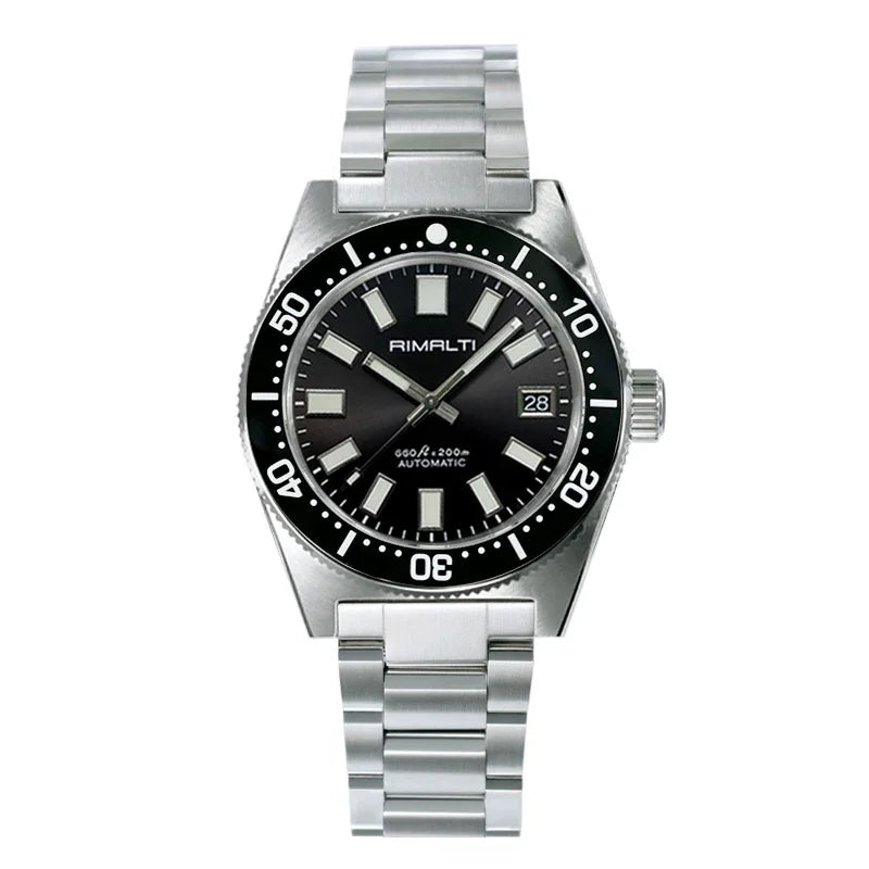 RIMALTI 62MAS 40mm Watch Sunburst Dial Classic Men's Watch Nh35 Automatic Movement Waterproof Luminous Sapphire Glass