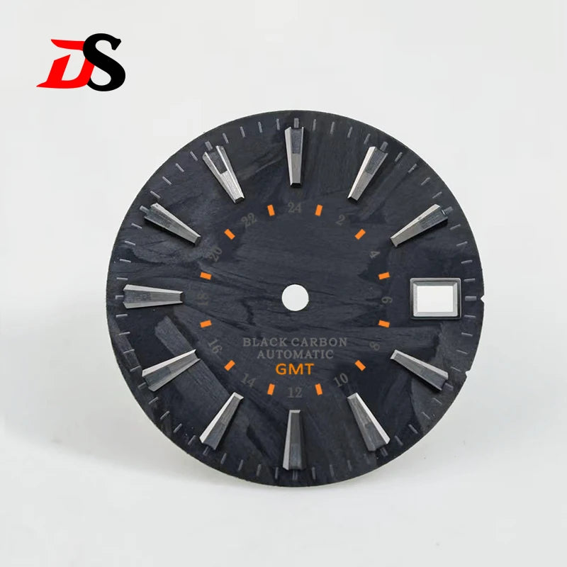 Black Carbon Fiber Dial 28.5mm NH35 Dial Black Black Lume Bar Index