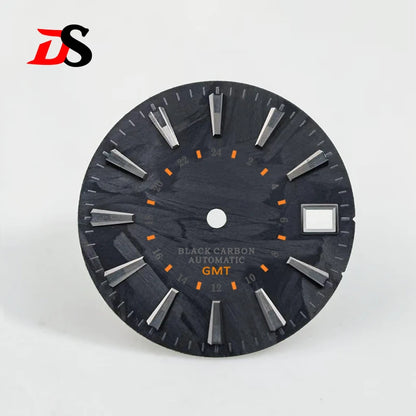 Black Carbon Fiber Dial 28.5mm NH35 Dial Black Black Lume Bar Index