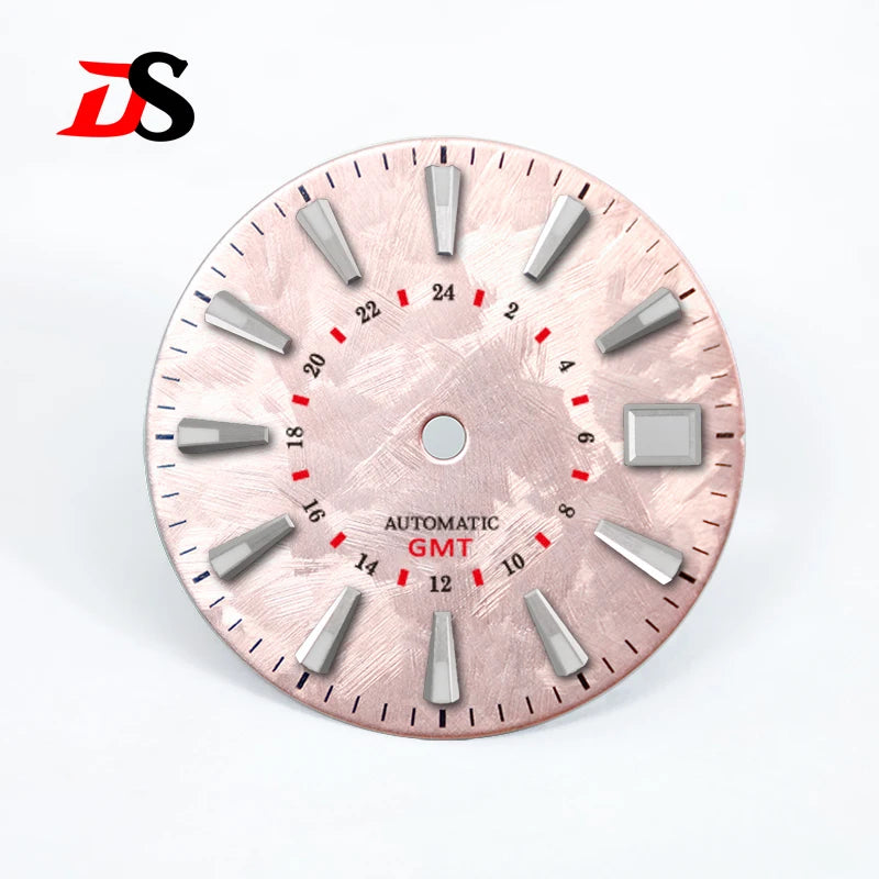 Sakura Red GMT Dial Blue Green Luminous NH34GMT Movement 28.5mm