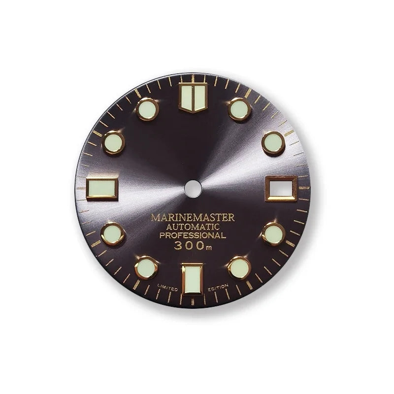 Gold Marinemaster MM Index Dial BGW9 C3 Lume for NH35NH36 Movement 28.5mm