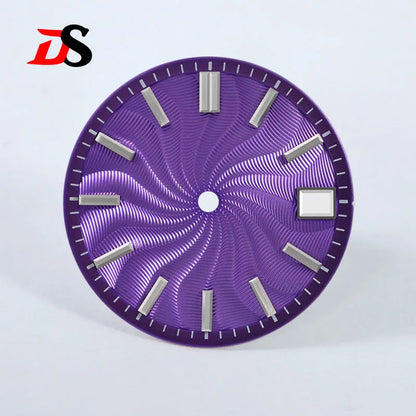 Guilloche Watch Dial 28.5mm No Lume NH35 Sterile Ice Blue Smoky Purple NH34 NH38 No Date