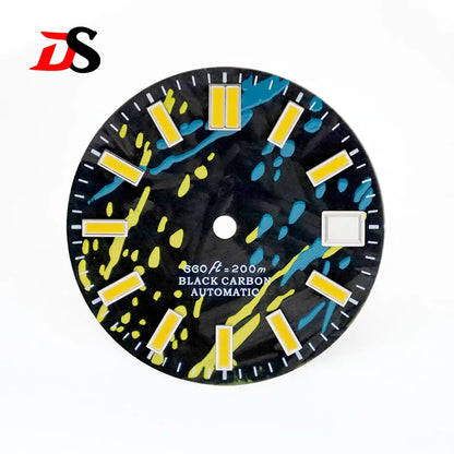 Colorful Graffiti Carbon Fiber Dial Color Ink Date Blue Lume