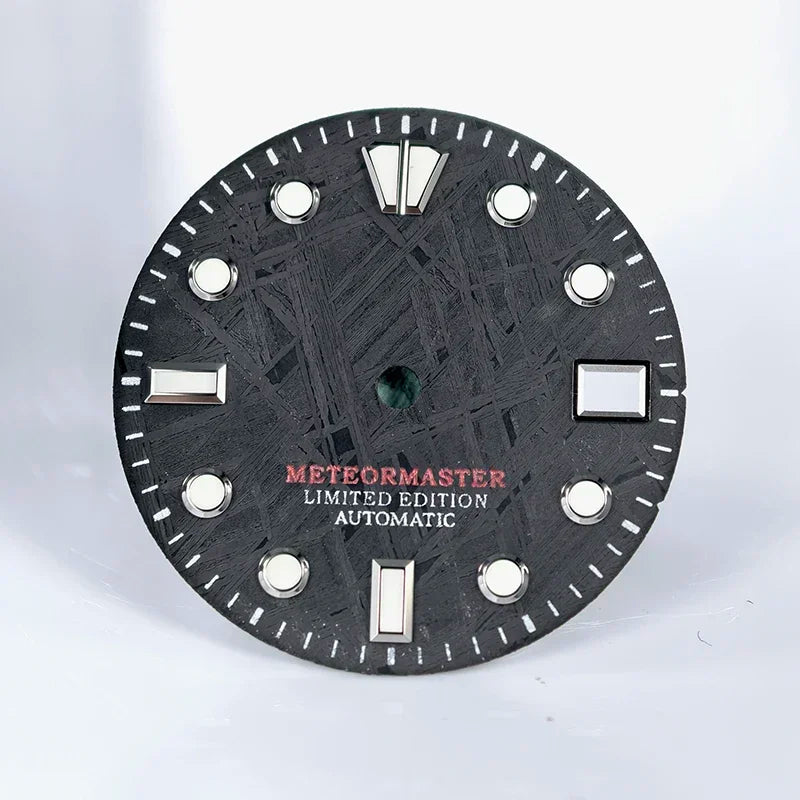 Black Meteorite Natural Blue-green Luminous Dial NH35NH36 28.5mm